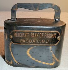 ANTIQUE MERCHANTS BANK OF PASSAIC PASSAIC, NEW JERSEY COIN BANK w/COPPER STREAKS picture