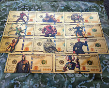 Rare Complete* 11 pc 24k Gold Foil Plated Marvel Villains Banknote Set picture