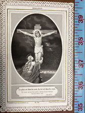 Antique Holy Card  1877 signature Jesus Christ Cross picture