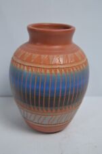 Navajo Pottery Hand Etched Artist Signed Geometric Colorful Native American picture