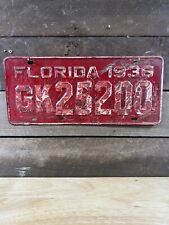 VINTAGE 1936 FLORIDA TAG TRUCK LICENSE PLATE #GK25200 picture