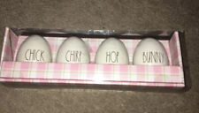 Rae Dunn Artisan Collection Eggs NIOB Set Of 4 White Chick, Chirp, Hop & Bunny picture