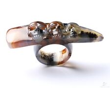 US Size 10# Agate Hand Carved Crystal Skull Ring, Skull Jewelry picture