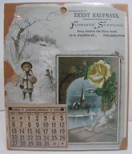 1889 ERNST KAUFMANN FLORISTS Supplies PHILADELPHIA Advertising Sign Calendar picture