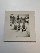 VTG 1952 Snapshot Handsome Three Shirtless Males, Beach, Trunks, Muscle Beefcake picture