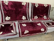 Set Of Five Velvet Antique / Vintage Turkish Handmade Table Cloth 50 Years Old picture