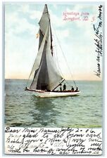 1906 Greetings From Longport New Jersey NJ, Sailboat Scene Antique Postcard picture