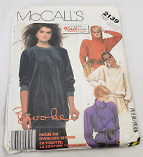 McCalls Pattern 2139 BROOKE Shields PULLOVER/hood SHIRT Misses Medium 14/16 CUT picture