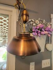 Vtg MCM Atomic Saucer UFO Hanging Lamp Ceiling Light Pull Down Copper Parts picture
