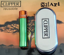 Genuine Clipper Metal Lighter Full Size SAFARI Colour #1 With Chrome Case NEW picture