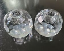 Vintage Faceted Crystal Ball Candle Stick Holder 2 Pcs set picture