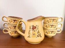 Vintage 60’s Indian Summer Set Of 6 Coffee Cups And Pitcher picture