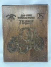 1993 Vintage John Deere Waterloo Works 75 Yrs Tractor Etched Wooden Plaque 11x14 picture