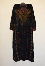 Vintage Ethnic Palestinian Embroidery Needlepoint Black Velvet Dress Kaftan USED picture