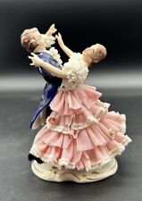Dresden WR Wilhelm Rittirsch Man Woman Dancing Porcelain Lace Figurine 450A picture