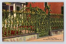 Postcard Louisiana New Orleans LA Corn Fence Royal Street 1940s Unposted Linen picture