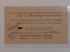National Employment Exchange Postcard Posted 1949 picture