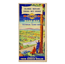 1949 Vintage Sunoco Road Map Historical Scenic Guide DE MD VA WV Motor Oil AdA14 picture