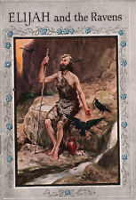 Vintage RELIGIOUS  SCRIPT.  Booklet- Elijah and the Ravens- Nat.Series Children picture