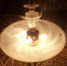 Vintage Art Deco Style Chandelier 4 Lights w/Fancy Frosted Shade Glass WORKS picture