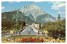 Canadian Rockies Vintage Postcard c1971 Banff Main Street and Cascade Mountain picture