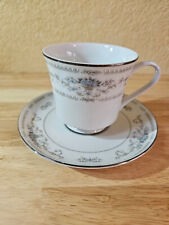Vintage Cup & Saucer Fine Porcelain Diane Made In Japan Platinum Trim picture
