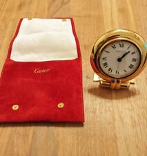 CARTIER white dial Quartz table clock Gold with inner box Good Condition picture