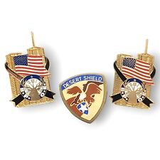 Vintage Elks 9-11 Twin Towers American Flag Desert Storm Shield Lapel Pin Lot 3 picture