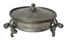 Vintage Silverplate 3 Foot Covered Dish w/ Cherub Feet  Carriage Mark on Bottom picture