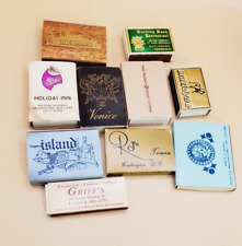 Vintage Lot of 10 Match Boxes ~ Hotels, Restaurants ~ Wooden Matches picture