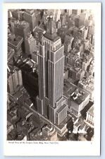 RPPC New York City NY Empire State Building Aerial View Postcard Mainzer picture