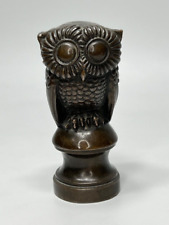 1890's Antique Art Nouveau Owl Art Bronze Sculpture Figurine Wax Seal Stamp  4'' picture