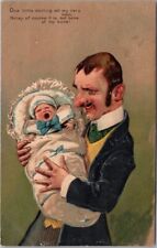 c1910s PFB Embossed #5677 Postcard FATHER with Crying Baby 