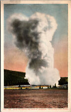 Vtg Old Faithful Geyser at Sunrise Yellowstone National Park Wyoming WY Postcard picture