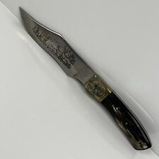 Vintage Chipaway Fixed Blade Knife Deer Game Hunting Scene, Buck picture