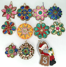 Christmas Ornament Handmade Glitter Plaster Lot Of 11 1970s Vintage Holiday picture