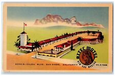 c1940's Bird's Eye View Of Aztec Motel San Diego California CA Unposted Postcard picture