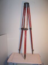 Antique Vintage Original Wood with Brass Surveyor's Tripod Old Red Paint picture