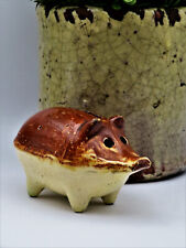 Bennington Rockingham Style Stoneware PIGGY BANK Brown Tan Drip Glaze Penny Pig picture