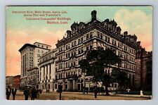 Hartford CT-Connecticut, Insurance Row, Main Street, Antique Vintage Postcard picture
