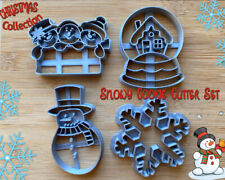 Snowy Christmas Set of 4 Cookie Cutters | Snow globe | Snowflake | Snowman picture