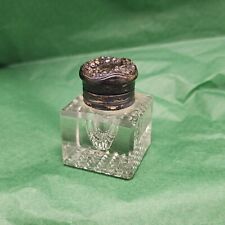 Antique cut crystal inkwell hinged rose top picture