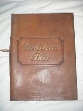 RARE Vintage Cadillac Bar Thick Leather Menu Texas Laredo Ephemera Memorabilia picture