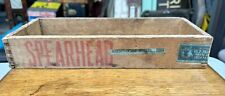 ANTIQUE SPEARHEAD PLUG TOBACCO WOOD BOX WOODEN w/ TAX STAMP Primitive picture