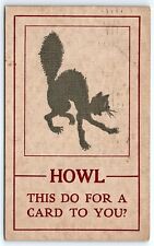 1912 Howl This Do for a Card to You Silhouette Scaredy Cat Postcard Halloween? picture