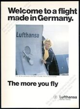 1975 Lufthansa airlines beautiful stewardess plane color photo vintage print ad picture