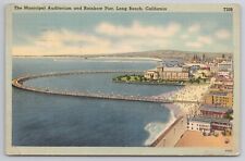 1941 Postcard The Municipal Auditorium & Rainbow Pier Long Beach CA picture