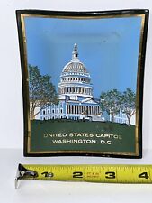UNITED STATES CAPITOL WASHINGTON D.C. Houze Art Glass Ashtray 4-5/8” x 3-5/8” picture