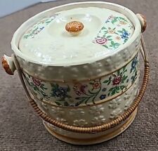 Great Old Biscuit Cookie Jar Container Bambo Handle made in Japan 5 1/4
