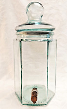 Pierre Smirnoff Vodka Infusion Green Glass Decanter Dispenser Jar Brass Spigot picture
